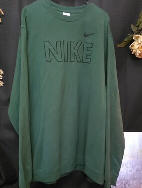 Nike Mens SZ 3X Dark Green Embroidered Logo Pullover Crewneck Sweatshirt